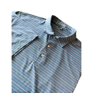 Peter Millar Summer Comfort Polo Golf Shirt Blue Striped Mens Size XL